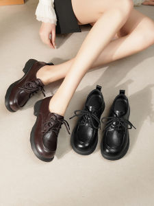 Casual Womens Leather Shoes Spring 2025 New Style Soft Bottom Loafers British Knot Retro Small Leather Work Single Shoes