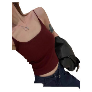 Ankela Red Beautiful Slim-Fit Camisole Vest Female Underwear That Makes Your Back More Beautiful Bra Integrated with Chest Pad Brushed Tops