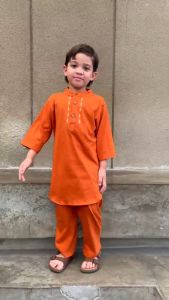 Hooneybee Asraf Merah Bata - Setelan Koko Anak Junior [Size 2-10 Tahun] Baju Anak Laki-laki