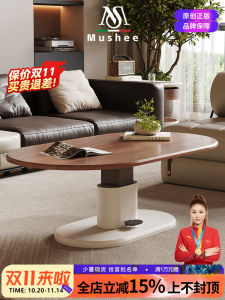 Nordic Style Extendable Oval Coffee Table Living Room Small Table Home Use Two-In-One Design Modern Minimalist Natural Wood