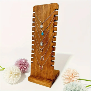 วอลนัทไม้สร้อยคอกรอบรูปตัว L เครื่องประดับกรอบจี้สนับสนุนเครื่องประดับ Props สําหรับเครื่องประดับ