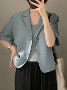 Short Sleeve Suit Jacket Womens Casual Short Style Korean Version Fashionable Small Size Lightweight Summer New Arrival Shirt