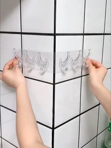 Móc Dán Tường Trong Suốt 6 Móc Siêu Chắc Chắn Tiện Lợi Không Khoan Tường