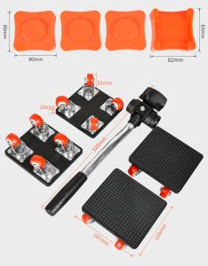 9Pcs/set Professional Furniture Lift Mover Tool 880LBS 360° Rotatable Heavy Stuffs Transport Lifter Wheeled Mover Roller