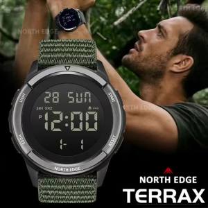 NORTH EDGE | NORTH EDGE TERRAX Nam Kỹ Thuật Số Quân Đội Đồng Hồ Chống Thấm Nước 50M Thể Thao Bơi Ngoài Trời Đồng Hồ Bấm Giờ Đếm Ngược Đèn Báo Động