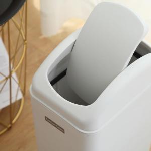 Kitchen Trash Can Long Cylinder Shape Garbage Can Toilet Dustbin with Cover Bin Plastic Material 12L Capacity for Household Use