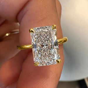 Huitan Solitaire Geometric Women Silver Color/Gold Color Ring Inlaid Shiny CZ Elegant Wedding Party Accessories Promise Jewelry