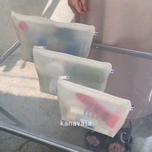 Kanavaia Frosted PVC Zip Pouch in Salmon Pink