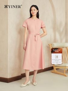 Summer French Style Pink Fitted Flared Dress