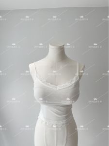 Áo Ba Lỗ Ren Viền Ôm Vừa Vặn Màu Trơn Phong Cách U Thời Trang Công Sở Mùa Hè 2024 Áo Ba Lỗ Cotton Nguyên Chất Không Có Đệm Ngực