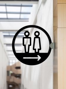 Acrylic Double-Sided Toilet Sign Black Hollow out Style Men Women Bathroom Guideline Plaque Wall Mounted Hygienic Markers