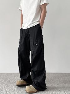 American Style Thin Quick Dry Pants Men Summer Trendy Straight Leg Workwear Long Trousers Handsome Versatile Wide Leg Paratrooper Pants