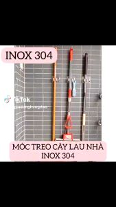 Móc INOX dán tường kiểu dáng hiện đại dùng để treo chổi bàn chải búi rửa bát chậu- Móc treo chổi INOX