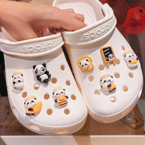 New Chefs Removable Decorative Panda Shoe Buckle Baking Accessory Hole Shoe Flower Design Suitable for Cross Shoes