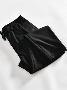 Cool Ice Silk Drawstring Elastic Waist Comfortable Casual Mens Nine-Piece Pants: Breathable Lightweight Summer Fashion