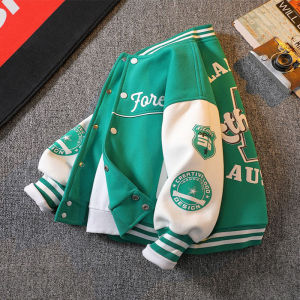 Boys Bomber Jacket Children Spring Autumn Letter Print Outerwear Kids Streetwear Varsity Baseball Uniform New Coats 3-14 Years