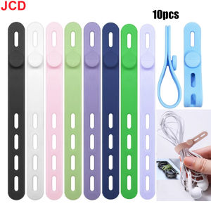JCD 10pcs Silicone Cable Ties Assorted Color Reusable Heavy Duty Cable Organizer Management for Fastening Cords and Wires