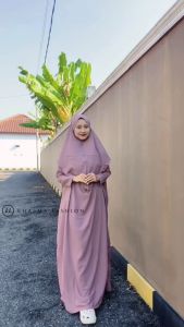 Gamis Set Hijab Instan Syari Crinckle Airflow Premium Uklia Set Khasma Fashion