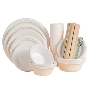 Bộ Đĩa Bát Giấy Dùng Một Lần Ngoài Trời Bánh Sinh Nhật Bánh Đĩa Dày 8 Inch Đĩa Tròn Bát Đĩa Dùng Một Lần Thân Thiện Với Môi Trường