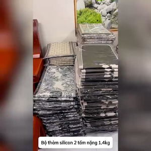 Bộ thảm nhà bếp 2 tấm chất liệu Silicon 4 lớp thấm hút nước chống trơn trượt an toàn dễ dàng vệ sinh phong cách sang trọng