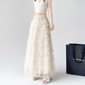 MiiOW | Váy lưới xếp ly chữ A cạp cao cho nữ mùa hè 2025 Váy xếp ly kiểu Pháp Ballet Váy bánh ngọt mới của MiiOW Cat Person