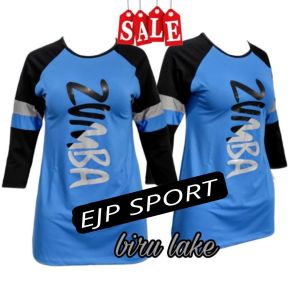 baju senam zumba olahraga wanita tangan 3/4 strip