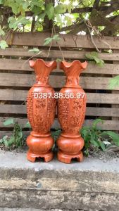 Cặp lục bình tứ quý cao 30 40 50cm gỗ hương cực đẹp sắc nét