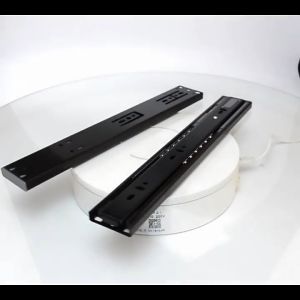 (1 pair) Black Soft Close Drawer Guide Full Extension Steel Drawer Slide Rail Three-section Guide Heavy Drawer Slider