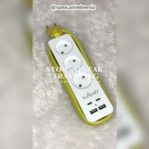 NANO Stop Kontak Traveling 3 Lubang 4 Port USB/ 3 Lubang 2 Port USB 2 Port Type C