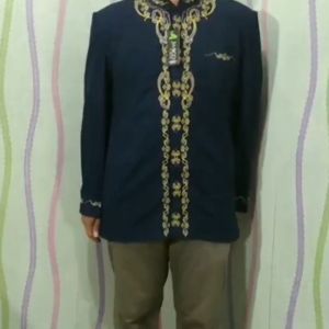 Jasko Putih Wol Novus Jas Koko Bordir Motif Bingkai Kaligrafi BY Jasco Tasik Baju Muslim Pria