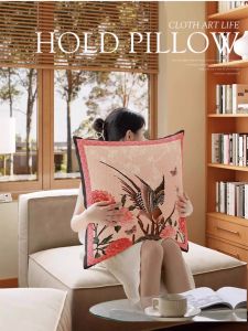 Extra Large Chinese Style Sofa Pillow Living Room Decorative Cushion without Core Luxury Sensation Floral Bird Mid-Century Style