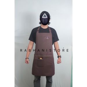 Celemek masak apron masak barista tali leher doble lapisan apron chef barbershop bahan poly cotton