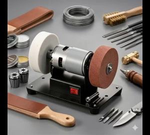New Speed Adjustable EU Plug Mini Bench Grinder Sturdy Base Space-Saving Desktop Grinding Machine Dual Wheel Grinder