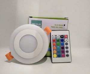 Downlight Remote 2 Warna 3 + 3 Watt Putih + RGB