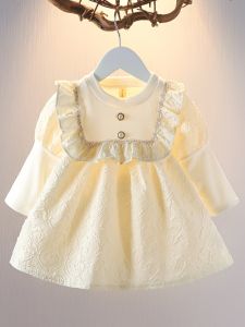 Princess Style Long Sleeve Childrens Dress Korean Version Spring Autumn New Style Cotton A-Line Skirt for Baby Girls