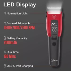 Hatteker | Hatteker Pet Hair Clippers Set LED Low Noise Pet Grooming Kit Professional Dog Trimmer Electric Haircut Tools