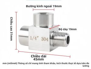 Đầu Nối Ống Ba Lỗ Trong Và Ngoài Bằng Thép Không Gỉ 304 Có Đầu Nối Bên Trong Và Bên Ngoài M20 M14 Ống Nối Cao Áp Phụ Kiện Ống