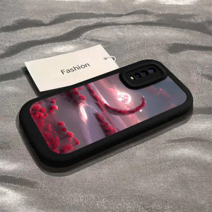 iQOOU1X Phone Case Womens Silicone Protective Cover Full Edge Protection Anti-Fall Cute Cartoon Design Sea of Flowers Moon V2065A