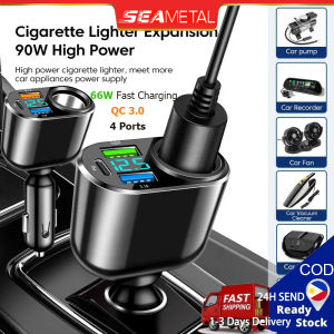 SEAMETAL PD20W/66W USB C Car Charger Cigarette Socket Outlet With Voltmeter 12V 24V Charge Type C QC3.0 Fast Charging