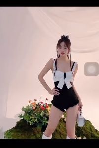 Bikini nữ | Đồ Bơi Nữ kín đáo Liền Thân Dễ Thương Đồ Bơi Liền Quần Họa Tiết Nơ Có Kèm Mút Ngực - B07 - Pink Salt Bikini đi biển