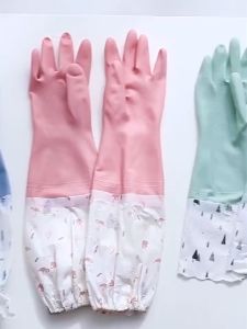Cuci Sarung Tangan Wanita Tahan Tahan Tahan Lateks Lateks Penebalan Kerja Rumah Tangga Artefak Pakaian Rubber Kulit Tahan AirSarung tangan cuci piring pembersih tahan panas reusable silicone dishwashing gloves