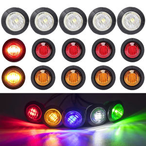 5P/10P 12-24V 3/4" Round LED Side Marker Lights Clearance Front Rear Indicators Light for Truck Car Bus Trailer Van Caravan Boat