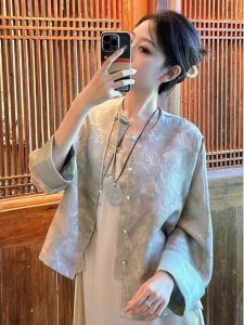 New Chinese Style Fashionable Green Jacket Womens Minimalist Cold Tone Versatile Personality Outerwear Wedding Gloves