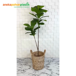 Tanaman Hias Pohon Artificial Daun Ketapang X2 T100 Latex Pot Dasar Hitam Plastik Cover Eceng Gondok Handle Hiasan Rumah Hiasan Sudut Ruang Aesthetic