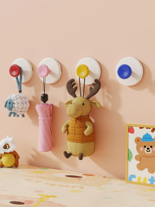 No-Drill Door Mounted Storage Rack Entrance Suction Cup Hooks Heavy Duty Modern Minimalist Plastic Hat Key Storage Hanger