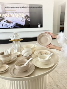 mornenjoy | Underglaze Colored Ceramic Dinnerware Set French Cream Style