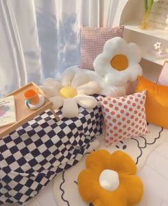 Cute Plush Flower Cushion Sunflower Cushion Pillow Soft Chair Seat Cushion for Chair Sofa Pillow Cervical Decoration Ins Korean Cervical Noon Nap Home Office School Flower Style