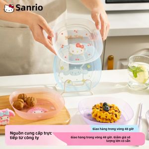 Sanrio | Sanrio Hello Kitty Melody Kuromi Cinnamoroll Có Thể Xếp Chồng Lên Nhau Lò Vi Sóng An Toàn Khay Đựng Thực Phẩm PP Đĩa Ăn Tráng Miệng Đĩa Ăn Vặt Đĩa Đựng Trái Cây