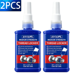 LOOLIFL | Loolifl Thread Locking Agent Red High-Strength and Blue Medium-Strength Anaerobic Adhesive 50ml Anti-Vibration and Anti-Loosening Screw Thread Sealant Heat-Resistant and Corrosion-Resistant Locking Sealant Suitable for Metal Bolts Nuts...