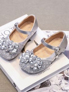 Princess Crystal Slip-On Shoes Soft Bottom Sparkling Childrens Footwear Spring Collection Baby Girls Learning to Walk Sneakers